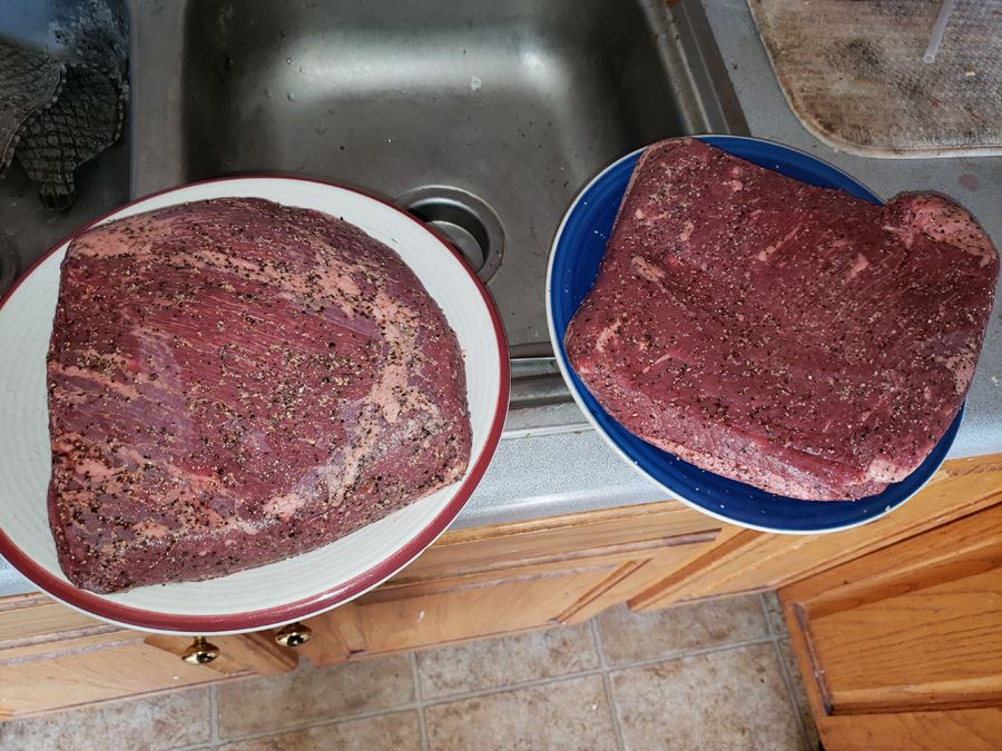 rubbed down with salt and black pepper rubbed down with salt and balck pepper