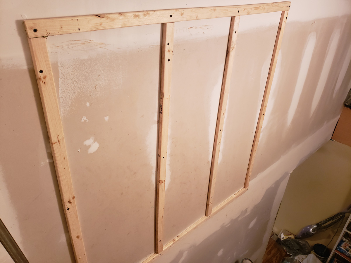 a furring strip frame for a section of pegboard a furring strip frame for a section of pegboard