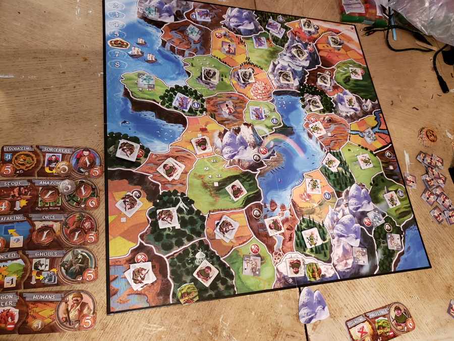 Small World game board in play Small World game board in play