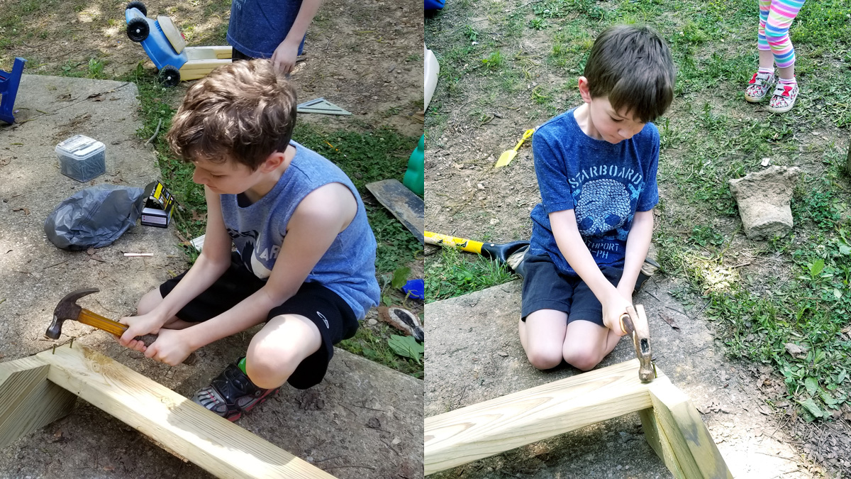 Noah and Silas nailing Noah and Silas nailing